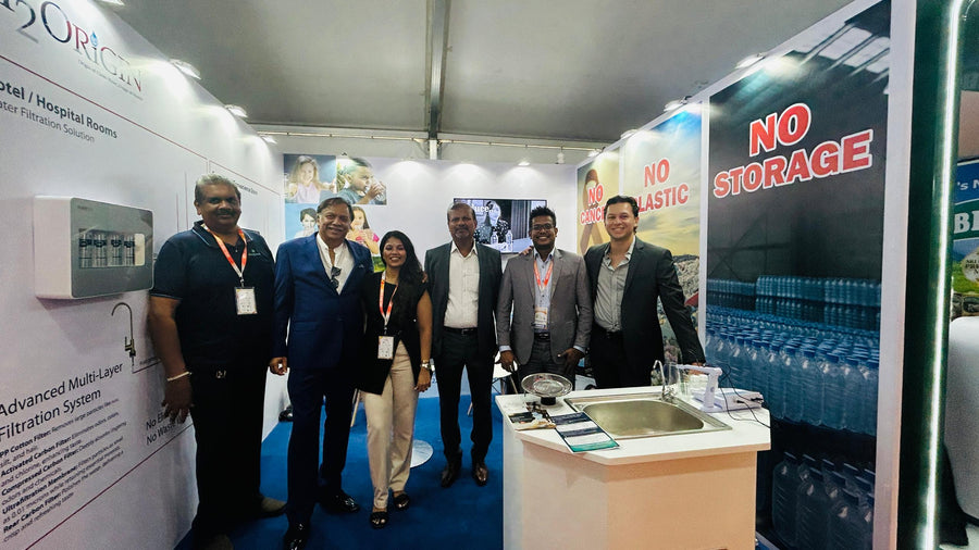 H2O Origin water filtration system and dispenser at a hotel show or client site in Sri Lanka