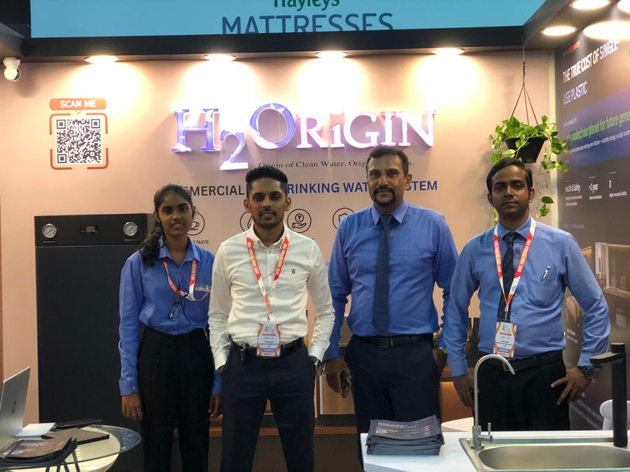 H2O Origin water filtration system and dispenser at a hotel show or client site in Sri Lanka