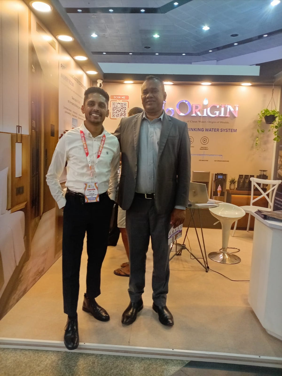 H2O Origin water filtration system and dispenser at a hotel show or client site in Sri Lanka