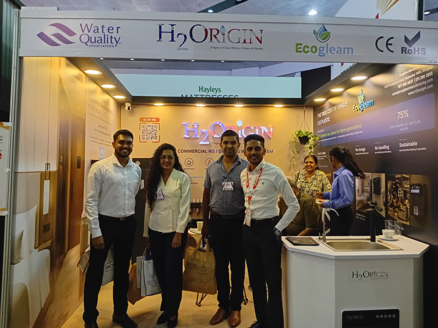 H2O Origin water filtration system and dispenser at a hotel show or client site in Sri Lanka