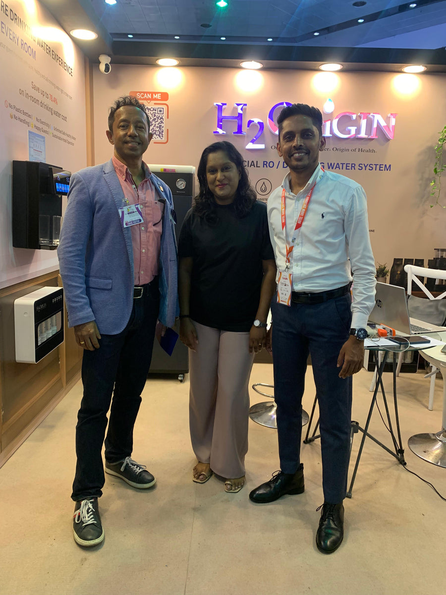 H2O Origin water filtration system and dispenser at a hotel show or client site in Sri Lanka
