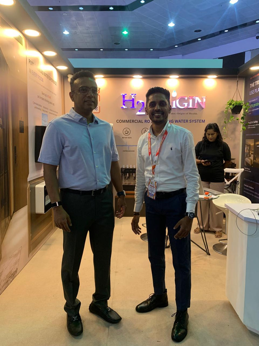 H2O Origin water filtration system and dispenser at a hotel show or client site in Sri Lanka