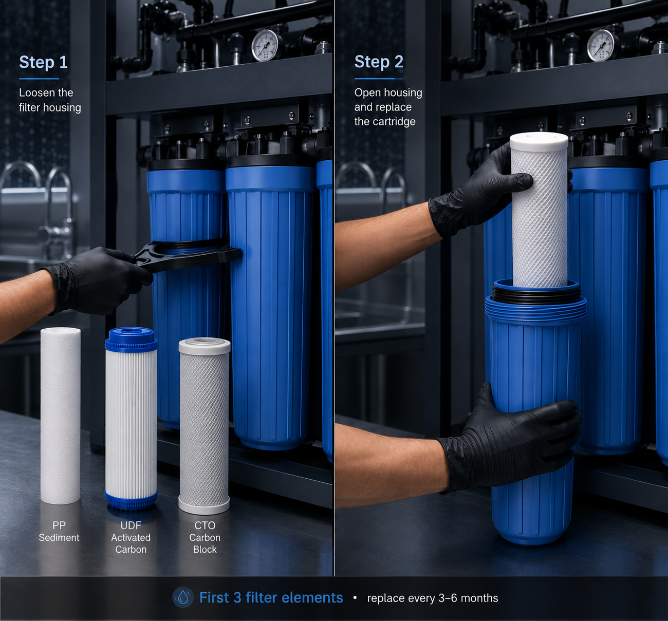 Commercial RO filter replacement