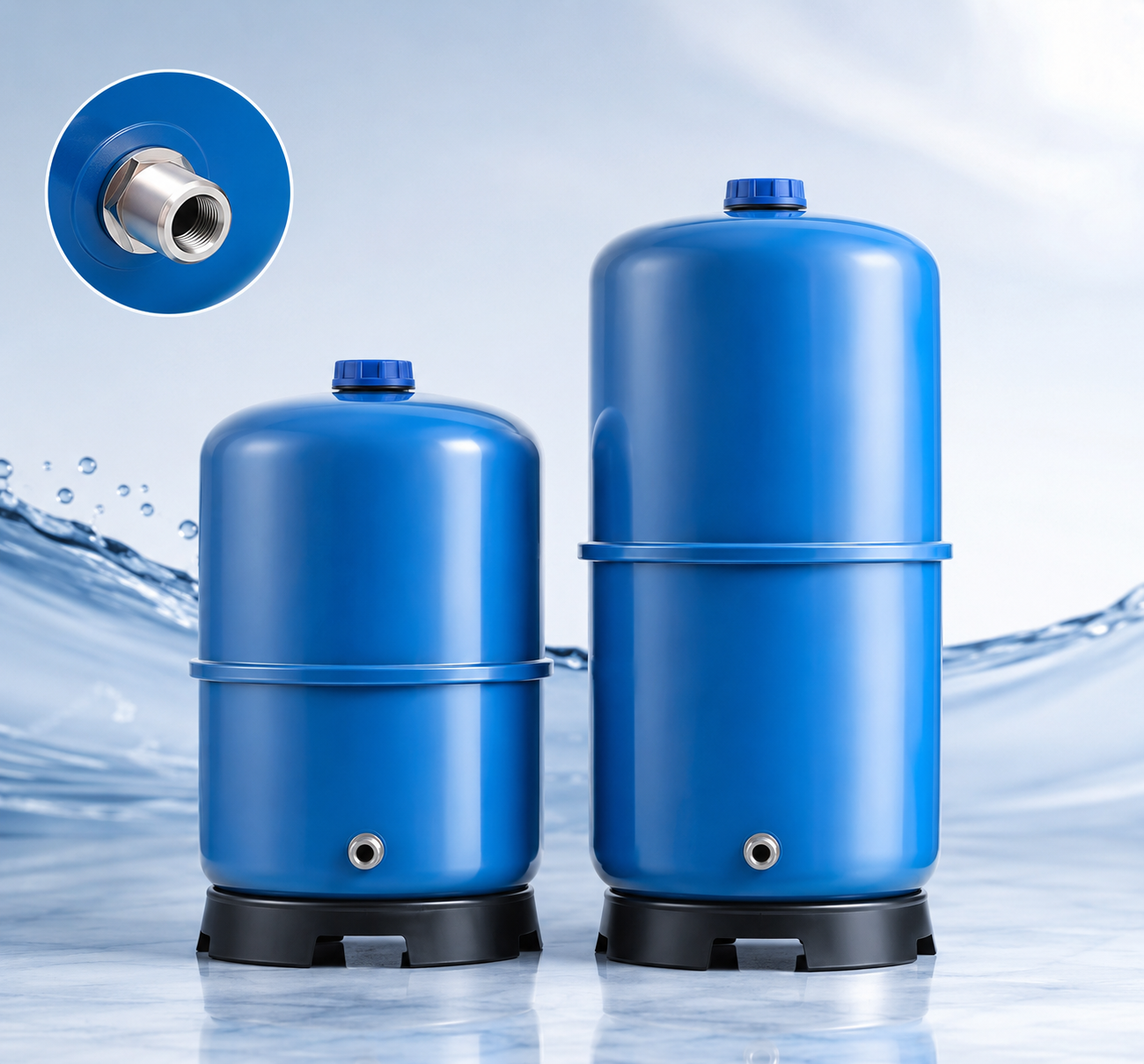 11G and 20G pressure tanks beside commercial RO system