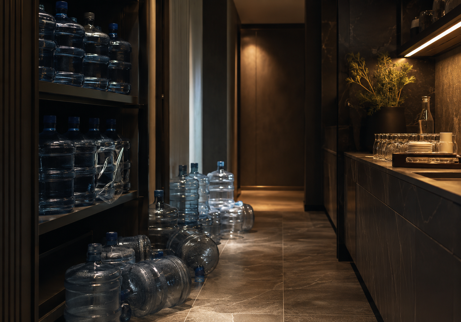 Sustainability visual showing 19 to 20L large bottles being wasted